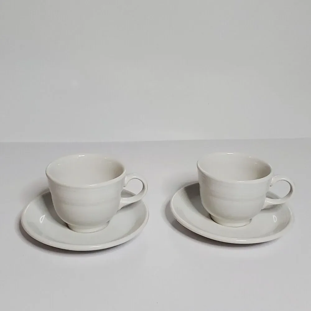 Fiesta Homer Laughlin China Co Set of 2 Cups With Saucers in White